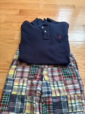 Polo Ralph Lauren Navy Polo and Madras shorts set